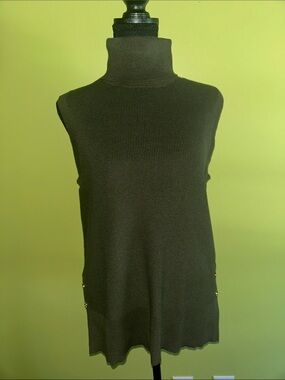 MICHAEL Michael Kors Olive Green Sleeveless Turtleneck Sweater